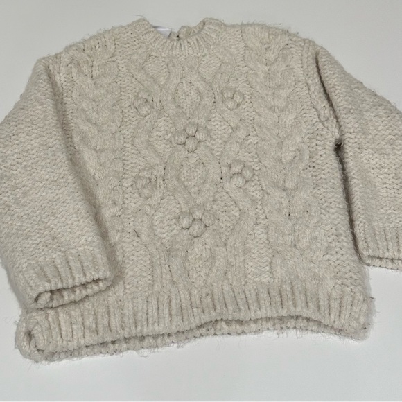 ZARA Baby Ivory Popcorn & Cableknit Sweater 12-18 Mon - Picture 2 of 4